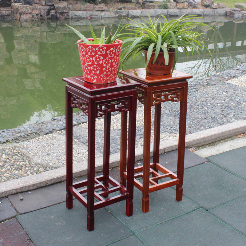 实木花架客厅阳台绿萝仿古红木中式多层室内落地四方架子置物架