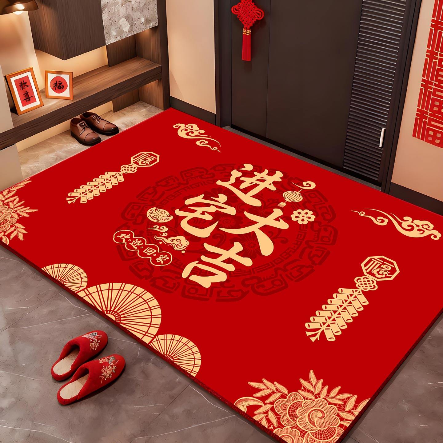 喜庆入户地垫进门门垫马年防滑脚垫新年门口玄关门垫家用红色地毯,居家布艺,入户地垫,淘宝优惠券,粉丝福利购,淘宝优惠卷