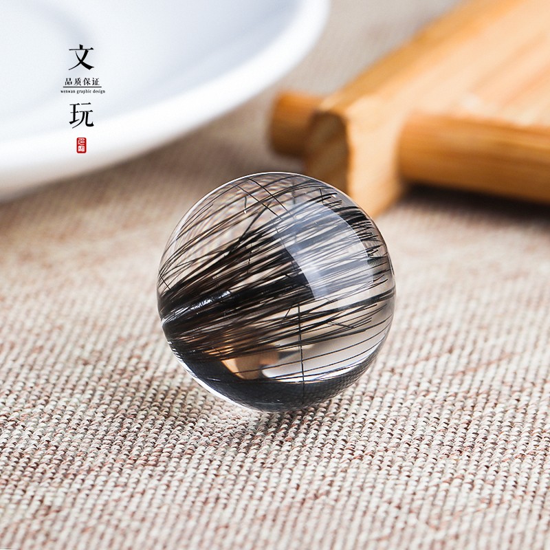 7A收藏天然黑发晶散珠金发晶圆珠10-16mm单珠DIY水晶多宝手串配珠