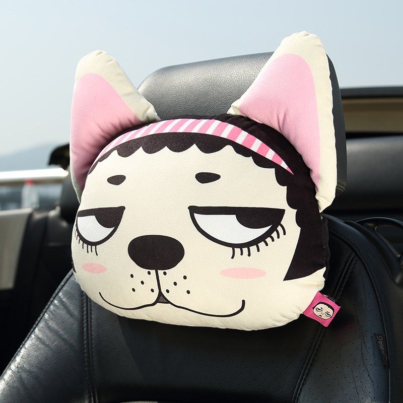 卡里努努呜呜狗记忆棉汽车头枕护颈枕卡通车用枕女生可爱汽车内饰