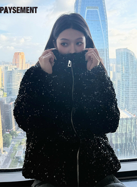 Le Depaysement【赵雅芝同款】定珠logo珠片羽绒服女立领拉链外套