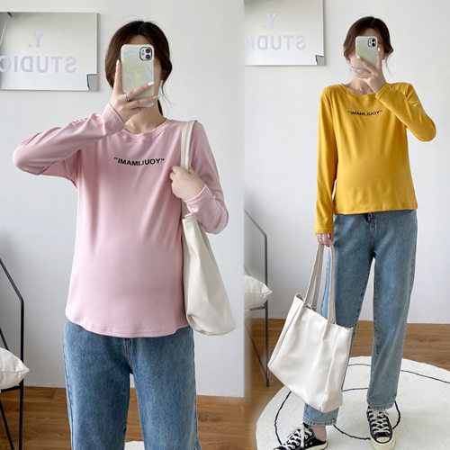 9154#（实拍）孕妇 印花 上衣 高弹力 活力发热 德绒 打底衫