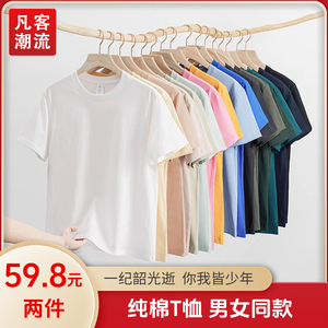 凡客潮流纯棉短袖T恤两件装亲肤舒适休闲时尚纯色圆领百搭打底