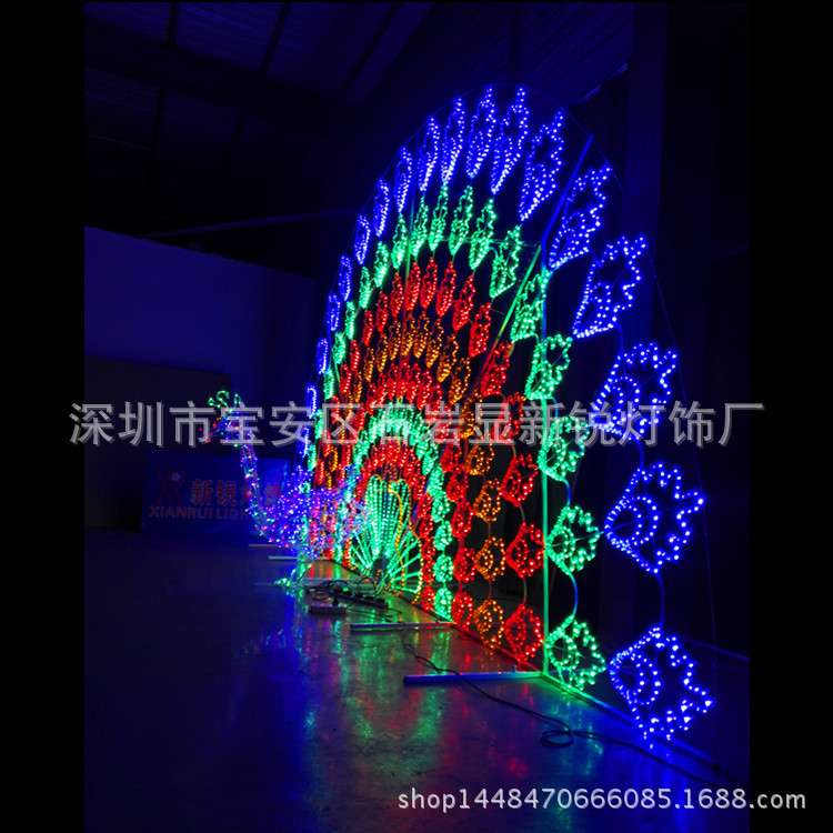 户外LED仿真发光孔雀灯 数码动态孔雀开屏 灯光节灯光秀草坪亮化