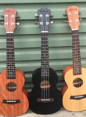 23寸黑色桃花心木尤克里里ukulele乌克丽丽四弦琴小吉他初学便携