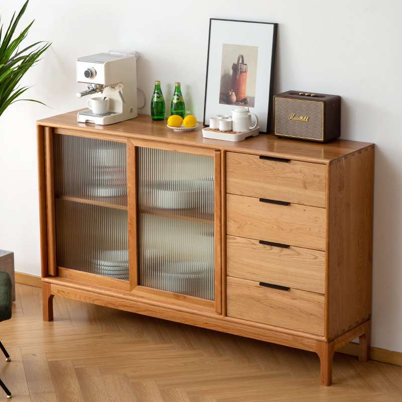 胡桃木餐边柜樱桃木边柜实木靠墙柜羡慕碗柜实木茶水柜