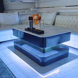 2026KTV茶几专用酒吧发光岩板茶几影音室不锈钢桌子钢化玻璃现货