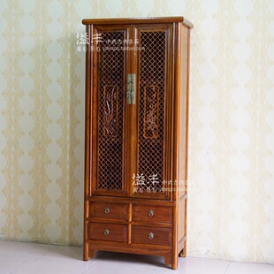 现代新中式仿古典实木书架书柜置物架隔断客厅柜储物镂空雕花高柜