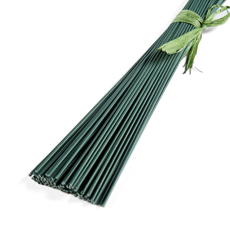 2号花艺绿铁丝花杆 玫瑰花花茎花枝绿塑包铁丝纸花手工材料