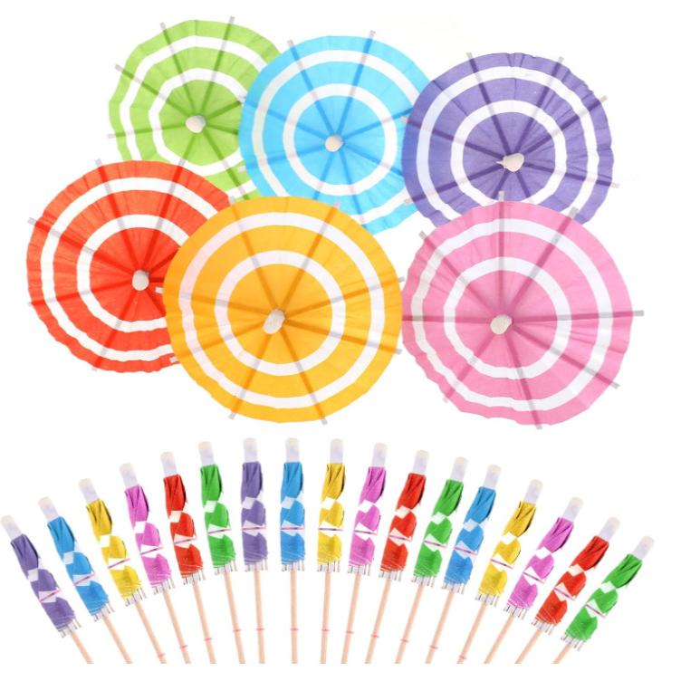 派对装饰夏威夷吸管水果伞签3蜂窝签套装荧光雨伞吸管