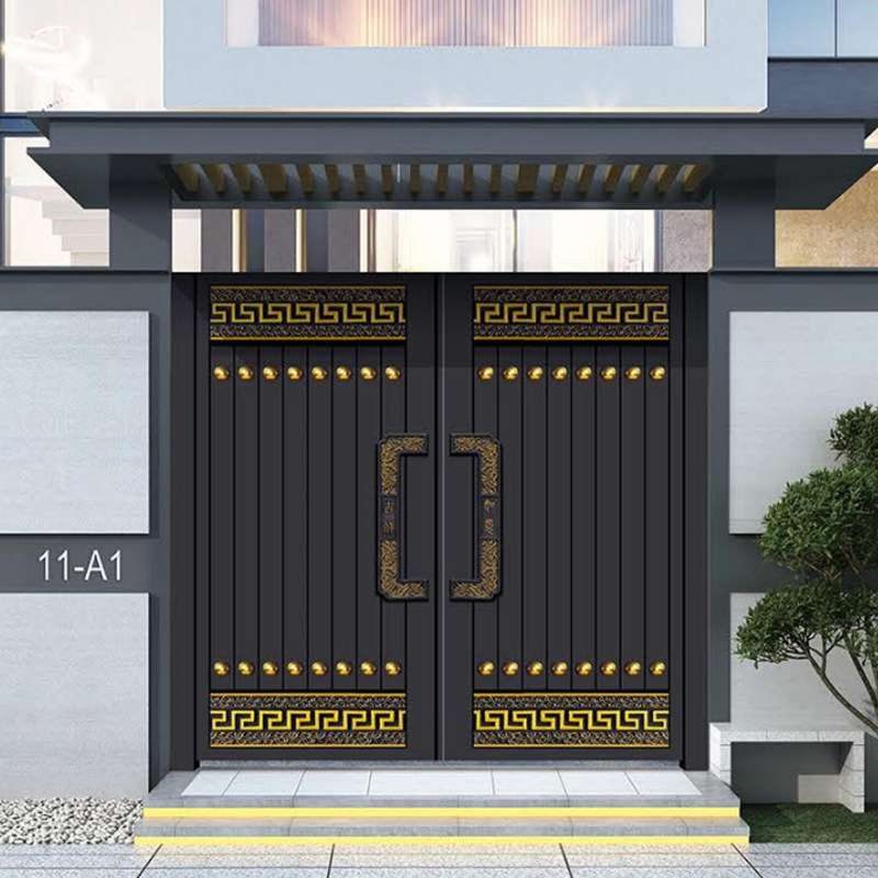 铝合金别墅庭院门铝雕电动大门农村户外铝艺精雕入户门院墙双开门