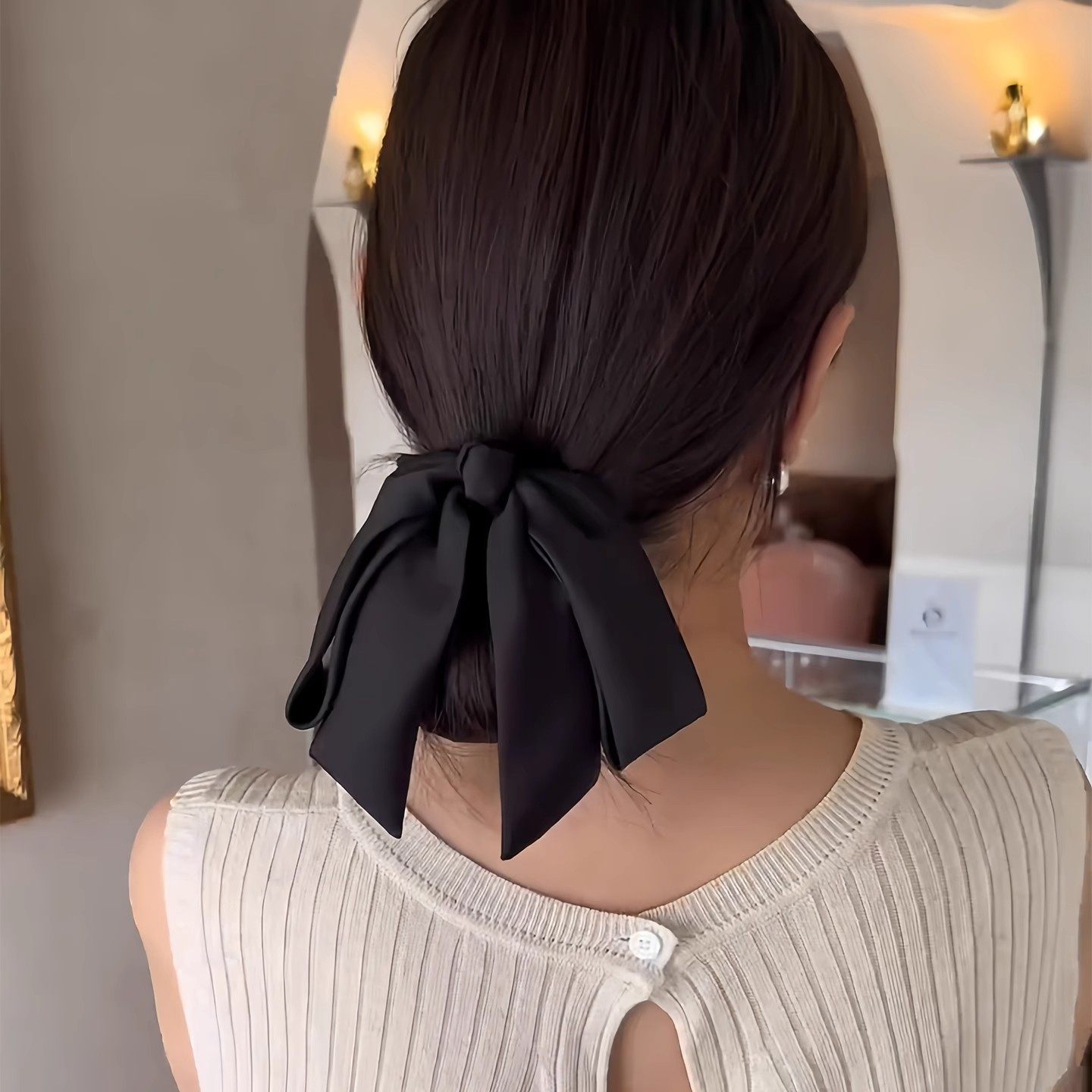黑色缎面蝴蝶结弹簧夹发夹女2025新款后脑勺马尾夹丸子头发卡头饰,饰品/流行首饰/时尚饰品新,发饰,淘宝优惠券,粉丝福利购,淘宝优惠卷