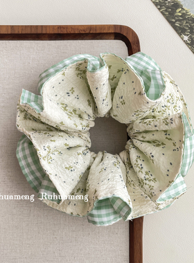 小清新绿色大肠发圈女头花高级感扎头发绳丸子头头绳头饰韩系发饰