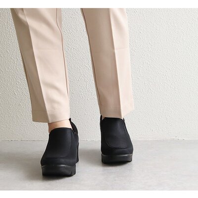 女士舒适鞋 好走 厚底 便鞋 楔形鞋底 宽松宽幅 3e 步行鞋 黑色