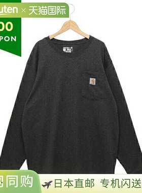 日本直邮Carhartt T 恤宽松版型厚重长袖口袋 T 恤炭灰色男士K126