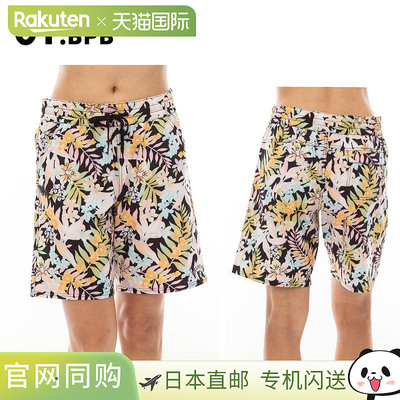 Billabong 女士冲浪短裤，多图案树叶印花，长款，适合海滩、海洋