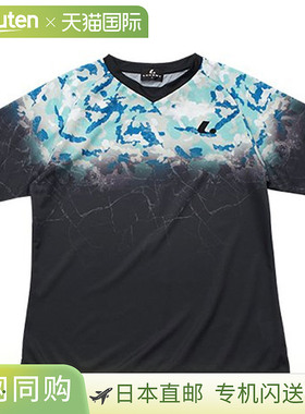 日本直邮LUCENT 网球男士女士比赛球衣 无领 黑色 XLH3279 短袖