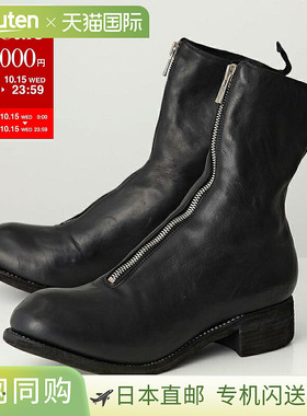 日本直邮GUIDI PL2 男士全粒面马皮前拉链靴带 Vibram 鞋底黑色