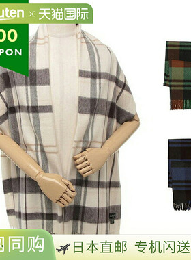 日本直邮JOSHUA ELLIS 围巾 经典格子 羊绒 绿色 棕色 男女通用 J