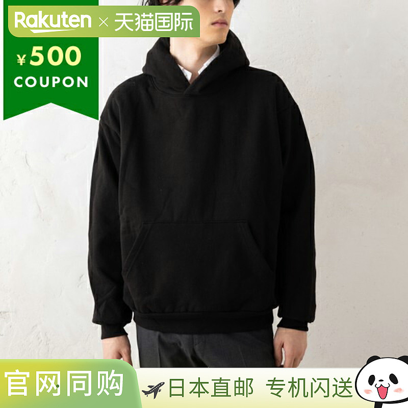 日本直邮Los Angeles Apparel 男士连帽衫带帽 14 盎司重磅抓绒黑