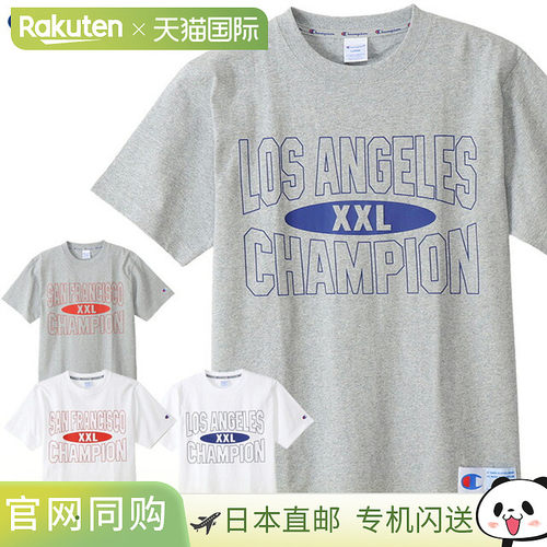 日本直邮Champion 男士短袖运动风圆领休闲T恤带Logo100%纯棉常规