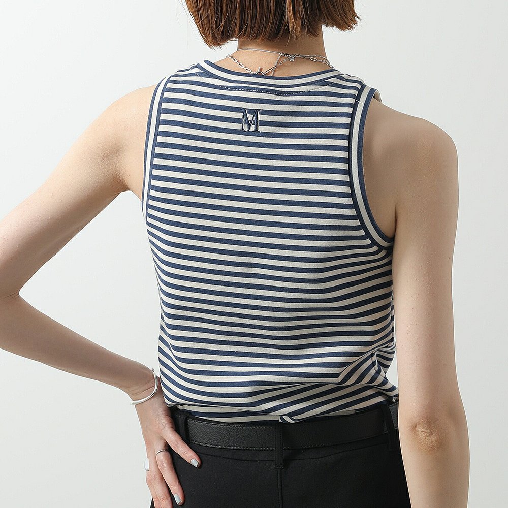 S MAX MARA CAROLINA 女式背心潜水服针织面料棉混纺无袖圆领条纹