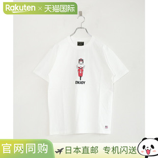 [M-25SS282WH] modem design/GUARANTEED WOODY印花T恤“ENJOY”T