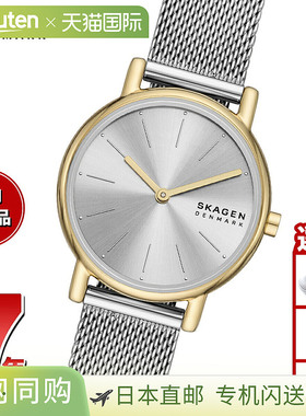 日本直邮SKAGEN 女士手表 SIGNATUR LILLE 双针银色调不锈钢网状