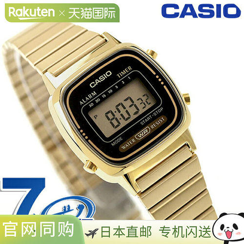 日本直邮卡西欧CASIO 石英电池供电 LA670WGA-1 经典女士数字黑金