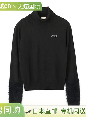日本直邮N°21 儿童高领毛衣女孩黑色女士n2106xn0122n21k124f0n9