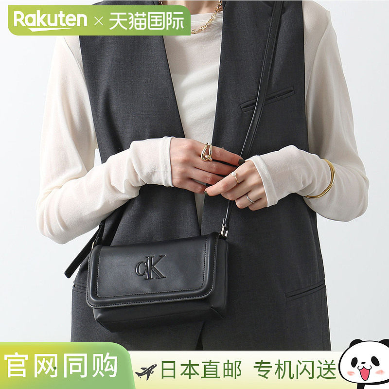 日本直邮Calvin Klein BOLD CK 翻盖斜挎包LV04F1027G女士UB1/黑