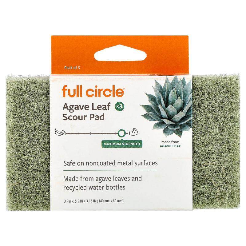 Full Circle,Agave Leaf Scour Pad, Maximum Strength, 3 Pack