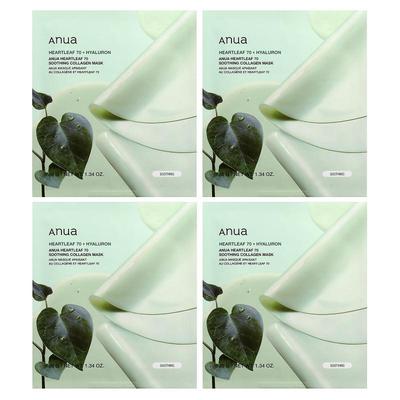 Anua,Heartleaf 70 Soothing Collagen Beauty Mask, 4 Sheets, 1