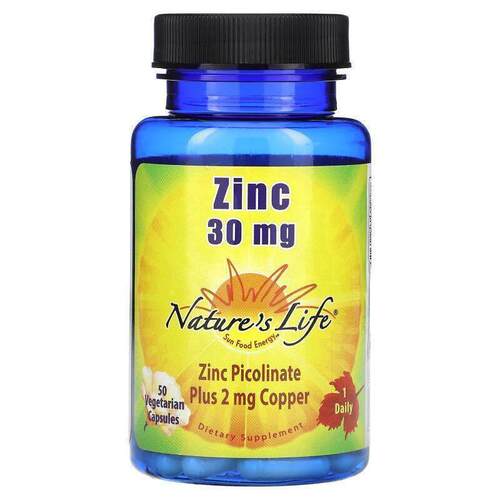 Nature's Life,锌，30 微克，50 粒素食胶囊