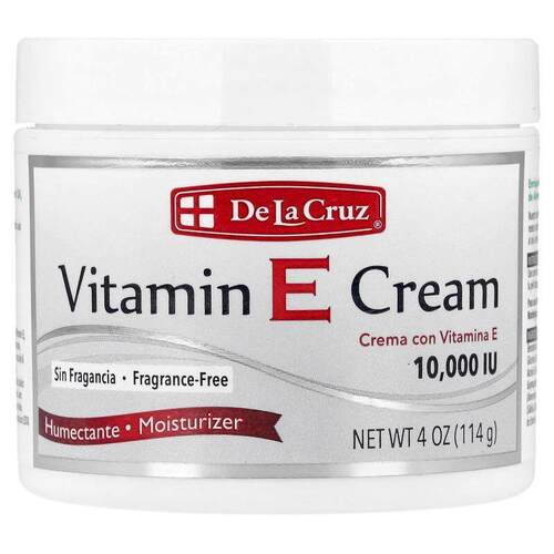 De La Cruz,Vitamin E Cream, Fragrance Free, 4 oz (114 g)