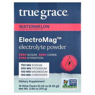 True Grace,ElectroMag™, Electrolyte Powder, Watermelon, 16 S