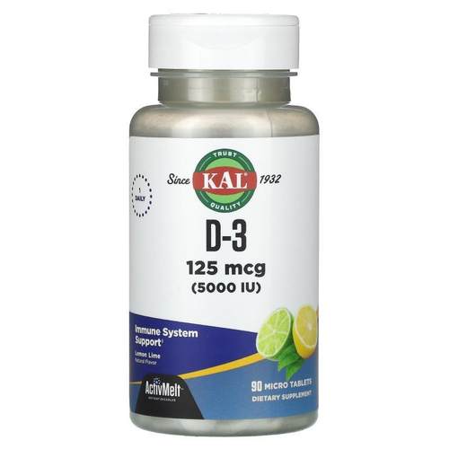 KAL,Ultra D-3 ActivMelt, 柠檬莱姆，5000 IU，90粒小片