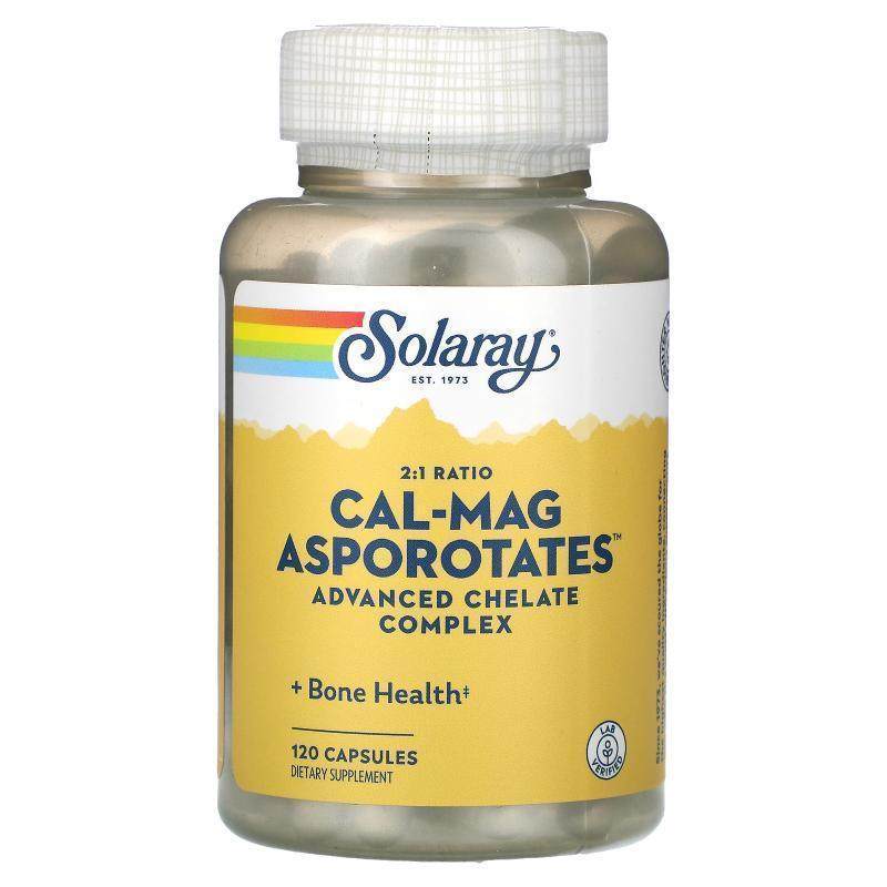 Solaray,2:1 比例 Cal-Mag Asporotates，高级螯合复合物，120 粒
