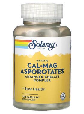 Solaray,2:1 比例 Cal-Mag Asporotates，高级螯合复合物，120 粒