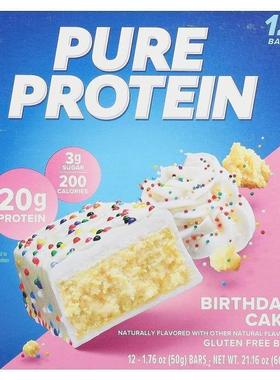 纯蛋白,Gluten Free Bars, Birthday Cake, 12 Bars,1.76 oz (50