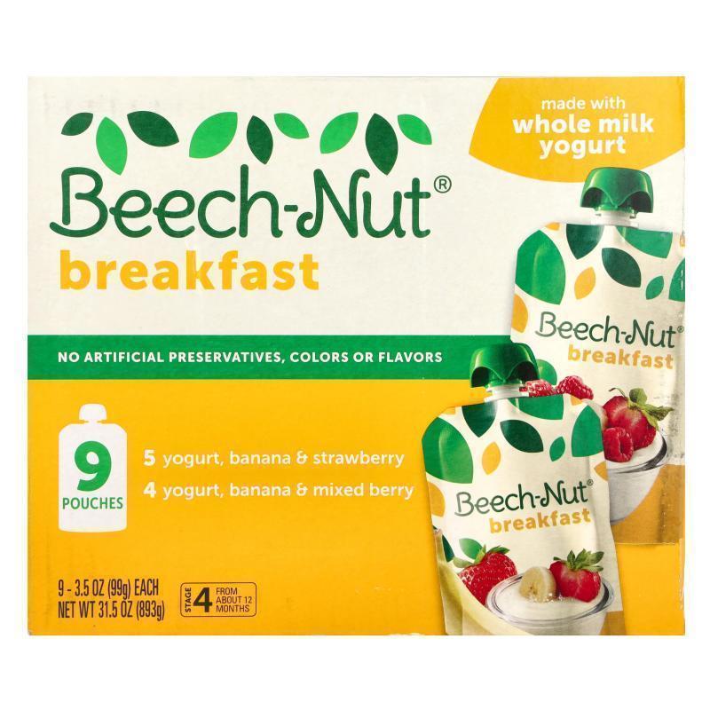 Beech-Nut早餐全脂酸奶多种口味4段9袋装