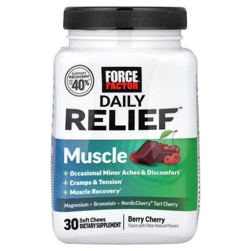 Force Factor,Daily Relief™, Muscle, Berry Cherry, 30 Soft Ch