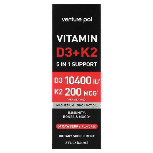 Venture Pal,Vitamin D3 + K2, Strawberry, 2 fl oz (60 ml)