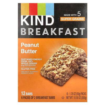 KIND Bars,Breakfast Bar, Peanut Butter, 12 Bars, 10.58 oz (3