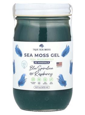 True Sea Moss,海苔凝胶，蓝色螺旋藻和薄荷，16 液量盎司（453