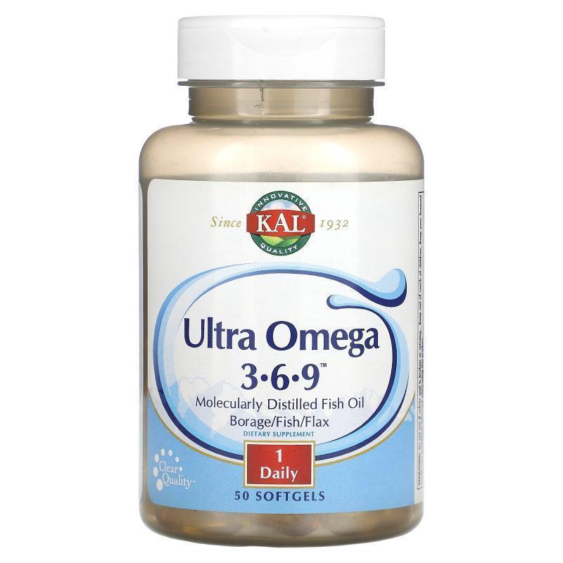 KAL,Ultra Omega 3-6-9, 50 Softgels