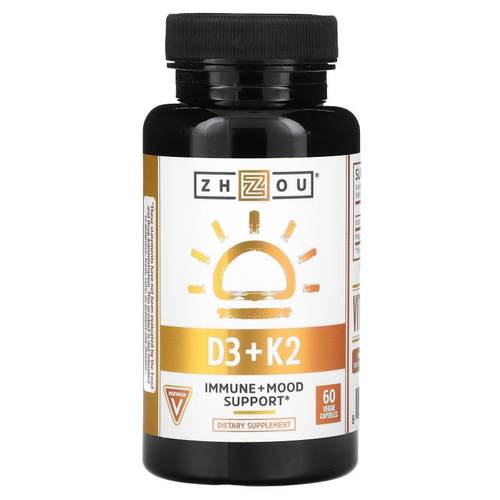 Zhou Nutrition,K2 + D3,2合1帮助，60粒素食胶囊