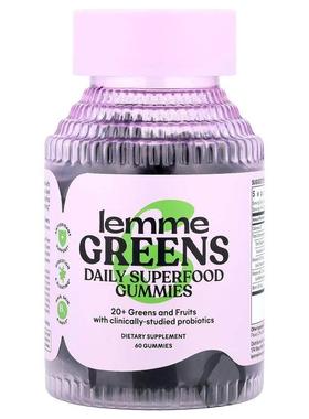 Lemme,Greens, Daily Superfood Gummies, Berries & Greens,