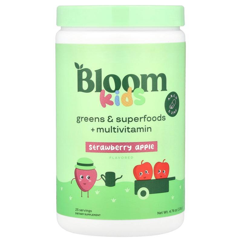 Bloom,儿童，Greens &amp; Superfoods + 多维生素，草莓苹果