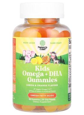 Natures Craft,儿童 Omega + DHA 软糖，柠檬和橙子味，90 粒